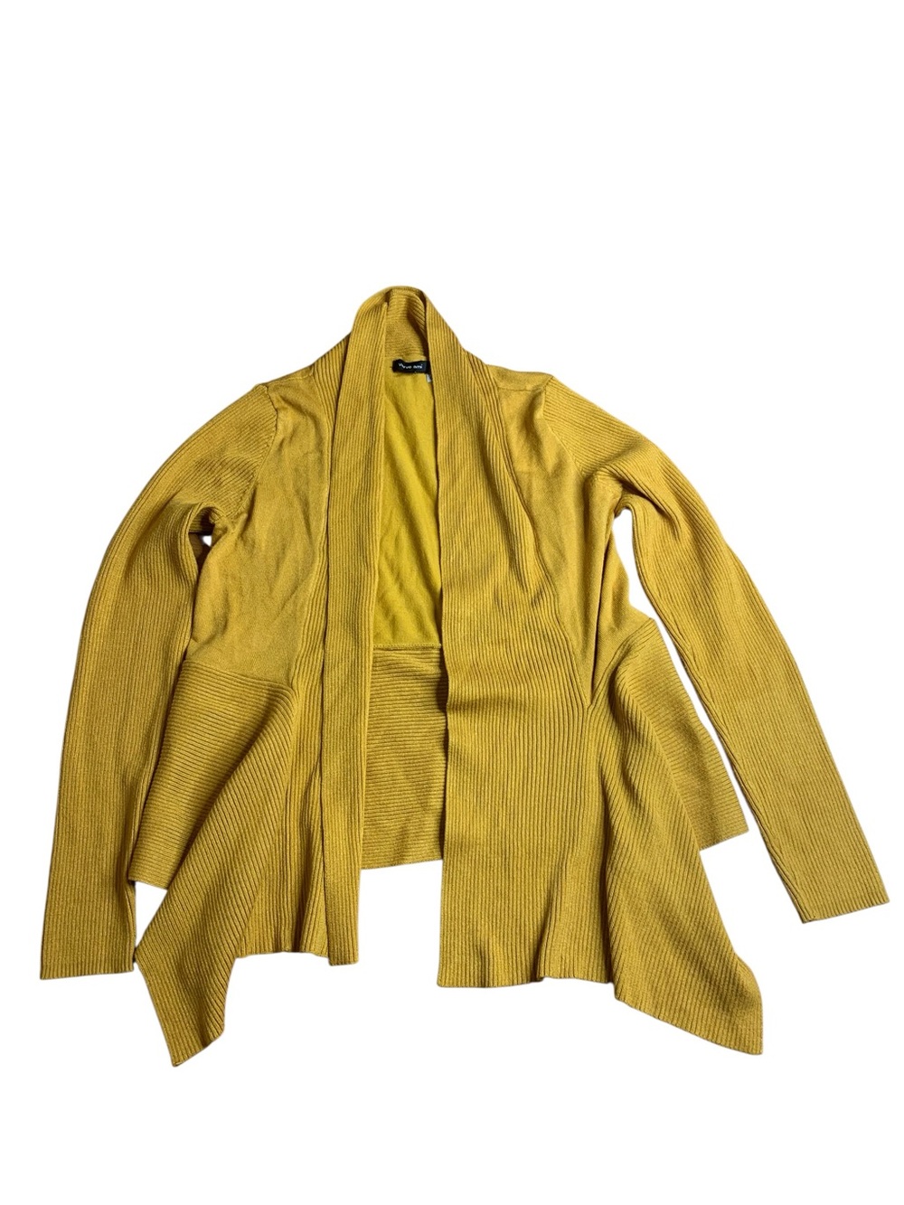 Verve Ami Mustard Yellow Ribbed Open Front Cardigan - Size L